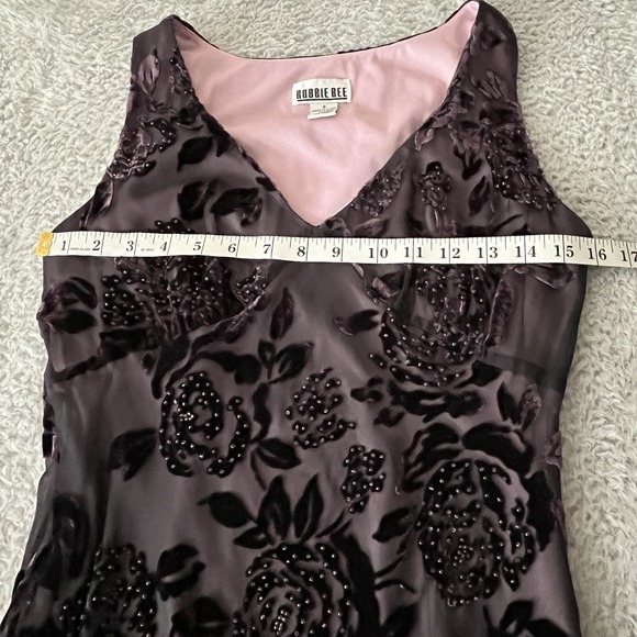 Vintage Sz 6 Silk Slip Dress Beaded Velvet Burnout Fairy Goth Witchy Stretchy - Picture 7 of 12